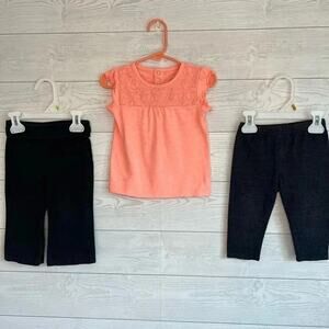 Jumping Beans toddler girl’s 3 piece bundle top/2 pants Size 12 months